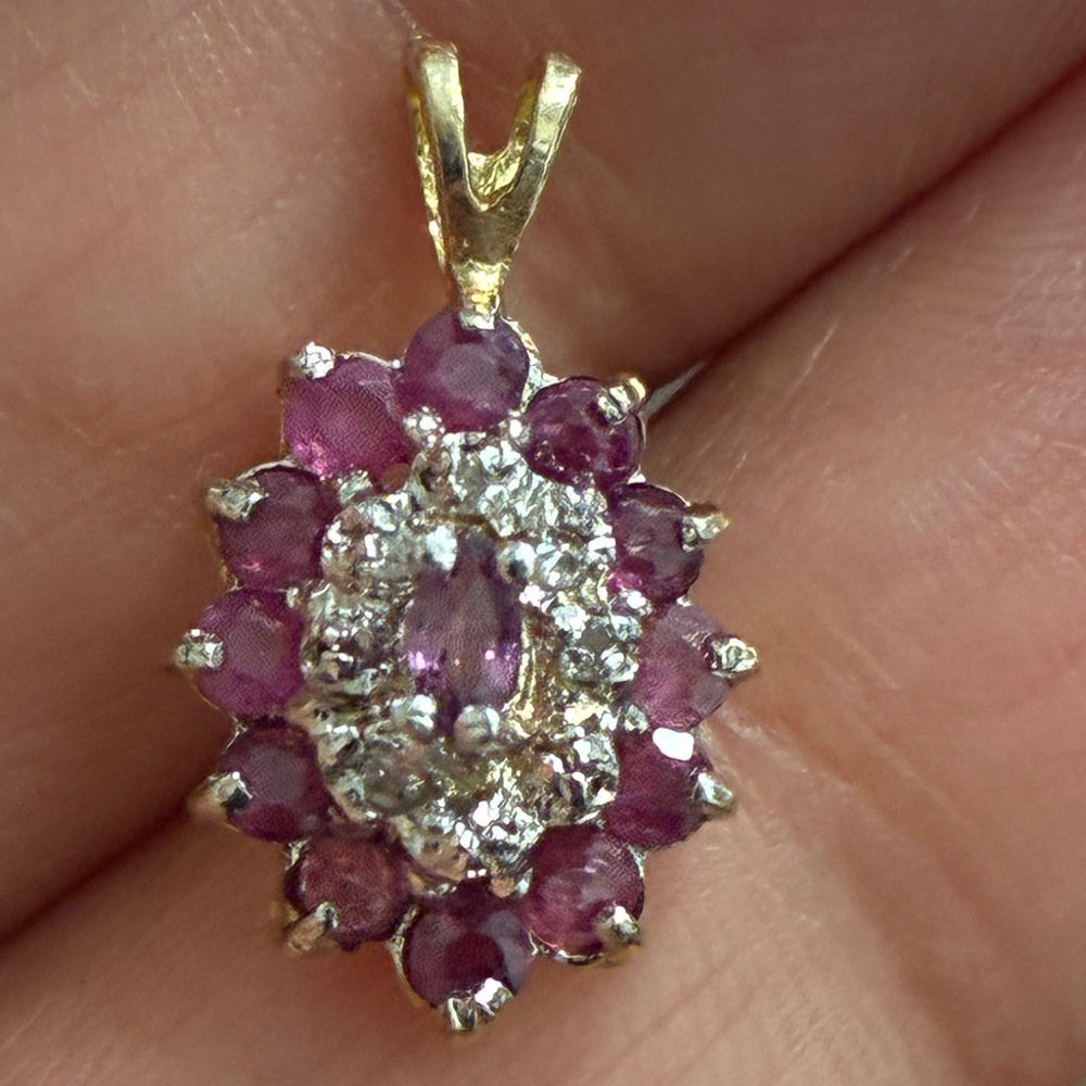 10k genuine ruby and diamond pendant